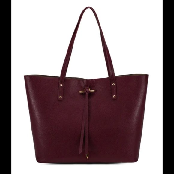 COPY - Thacker Pebbled Leather Tote Shoulder Bag Shopper Merlot NWT - Picture 1 of 6